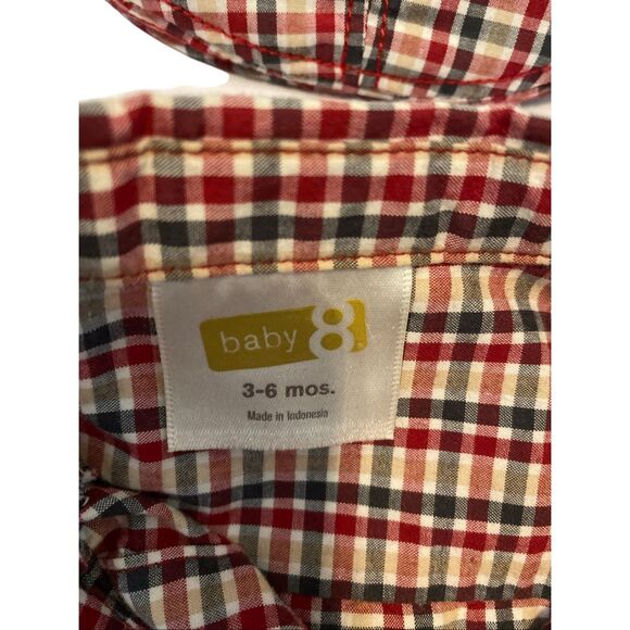 Baby 8 Boy 3-6 Months Plaid Bodysuit Hat Outfit Set Holiday Special Occasion - Picture 5 of 7